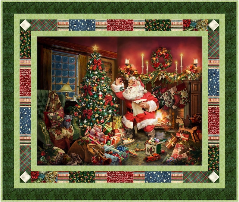 Postcard From St Nick Panel Quilt Hoffman Fabrics