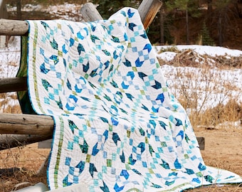 Modern batik quilt 67″ x 82″, handmade and ready to use