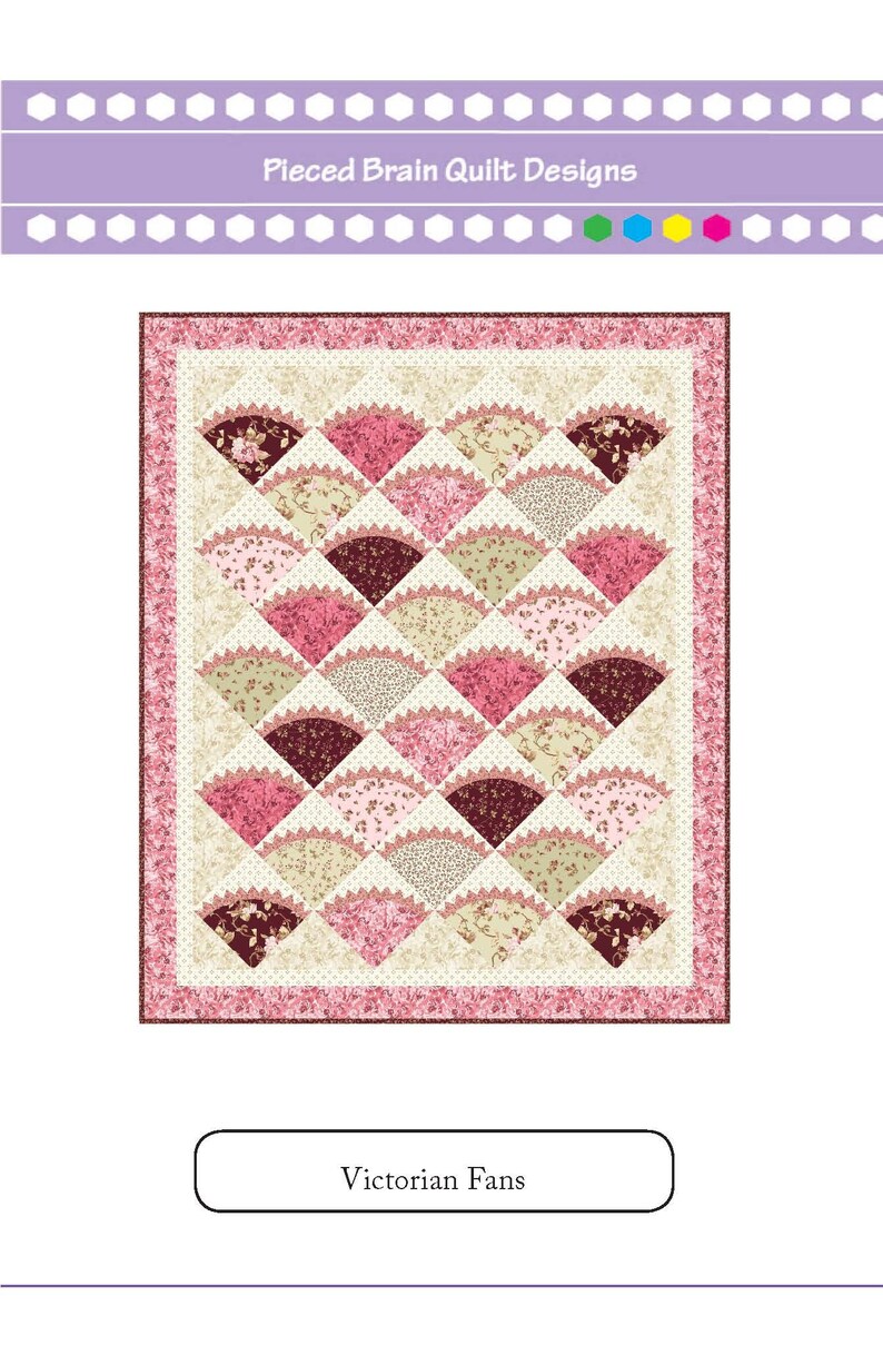 Scrappy Quilt Pattern Vintage Fans Burgundy Floral Fabrics Etsy UK