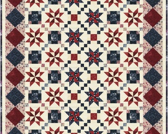 Patriotic Star Quilt Pattern: Fanfare Fourth of July (PDF Pattern)