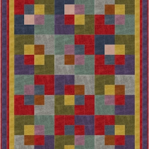 Modèle de courtepointe facile pour les débutants géométrique vintage ou moderne décor à la maison flanelle ou tissu de patchwork de courtepointe PDF télécharger scrappy