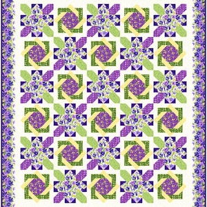 Eenvoudig quiltpatroon scrappy moderne PDF-download bloemenquilten of patchworkstoffen voor moderne of traditionele boerderijstijl