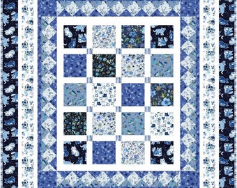 Easy quilt pattern for beginners and large prints fabrics patchwork quilting for modern home decor great as scrappy project PDF download