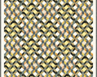 Scrappy batik-quiltpatroon: modern geometrisch ontwerp (pdf-download)