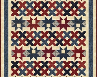 Patriotic Star Quilt Pattern: Red, White & Blue (PDF Digital)