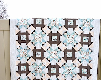 Modern Churn Dash Quilt Pattern, Beginner Patchwork (PDF Download)