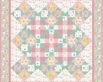 Easy Vintage Girl Quilt Pattern: Baby Patchwork with Floral Details (PDF Pattern)