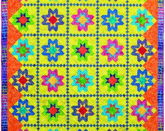 Scrappy Stars Quilt Pattern, Patchwork Home Decor (PDF Pattern)