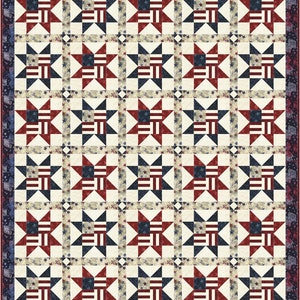 Patriotic Quilt pattern flag Fourth All-Star red white blue cream stars July quilts of valor batiks Timeless Treasures patchwork digital
