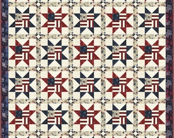 Patriotic Star Quilt Pattern: American Flag Design (PDF Pattern)