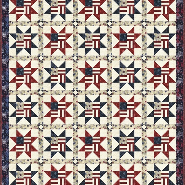 Patriotic Quilt pattern flag Fourth All-Star red white blue cream stars July quilts of valor batiks Timeless Treasures patchwork digital