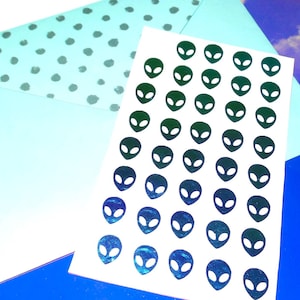 Mini Alien Head Stickers, Color Changing Envelope Sealers, Party Favor