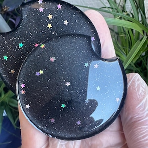 Black Galaxy Coasters || Universe Art || Car Decor || Small and Large || Glitter and Stars