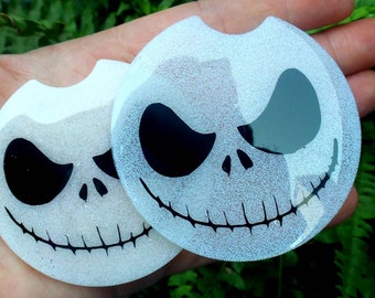 Jack Skellington Car Coasters, Large and Small Available, Pack of 2 Resin Coasters