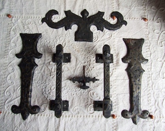 Hand Forged Wrought Iron Door Hardware: Gothic Decor Set
