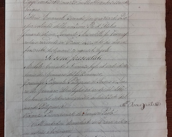 1865 Italian notarial deed (12 pages). Manuscript handwritten legal document, notary act. Penmanship art. Additional pieces for less.