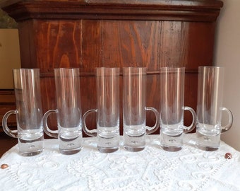 Mid-Century Irish Coffee Glasses Set: Hand-Blown Liqueur Barware