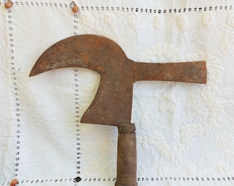 Antique Italian Sickle, scythe, reaper: Hand-Forged Farmhouse rustic peasant Decor.