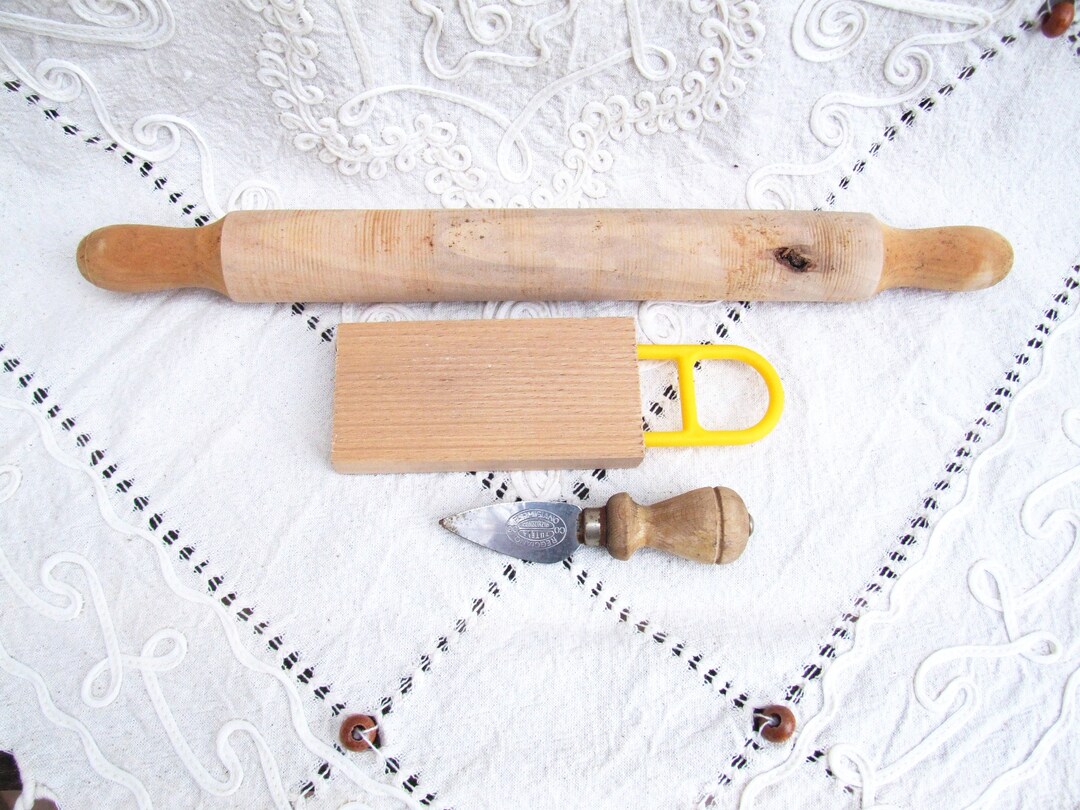 Italian Tools Set of 3 Italian Wood Culinary Tools: Rolling Pin, Parmesan Cheese ...