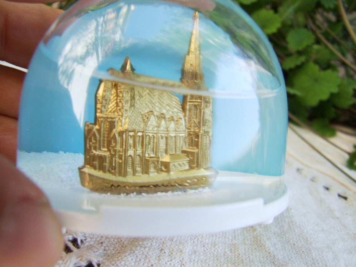 Pair of rare vintage plastic Austrian touristic snow globes Etsy