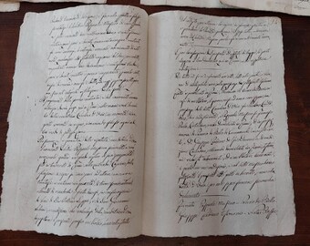 Italian notarial deed. Manuscript handwritten legal document, notary act of 4 pages. Penmanship art. Additional pieces for 6 euro