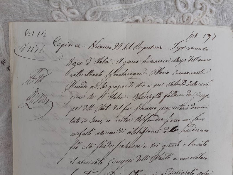 Italian Notarial Deed. Manuscript Handwritten Legal Document Etsy