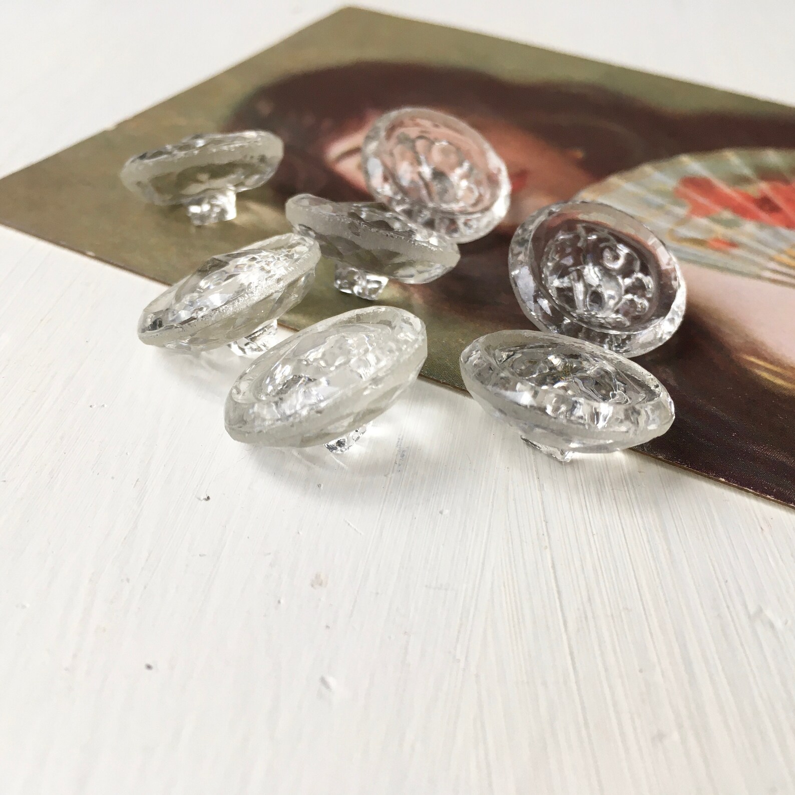 Vintage clear glass button set sparkling buttons Etsy