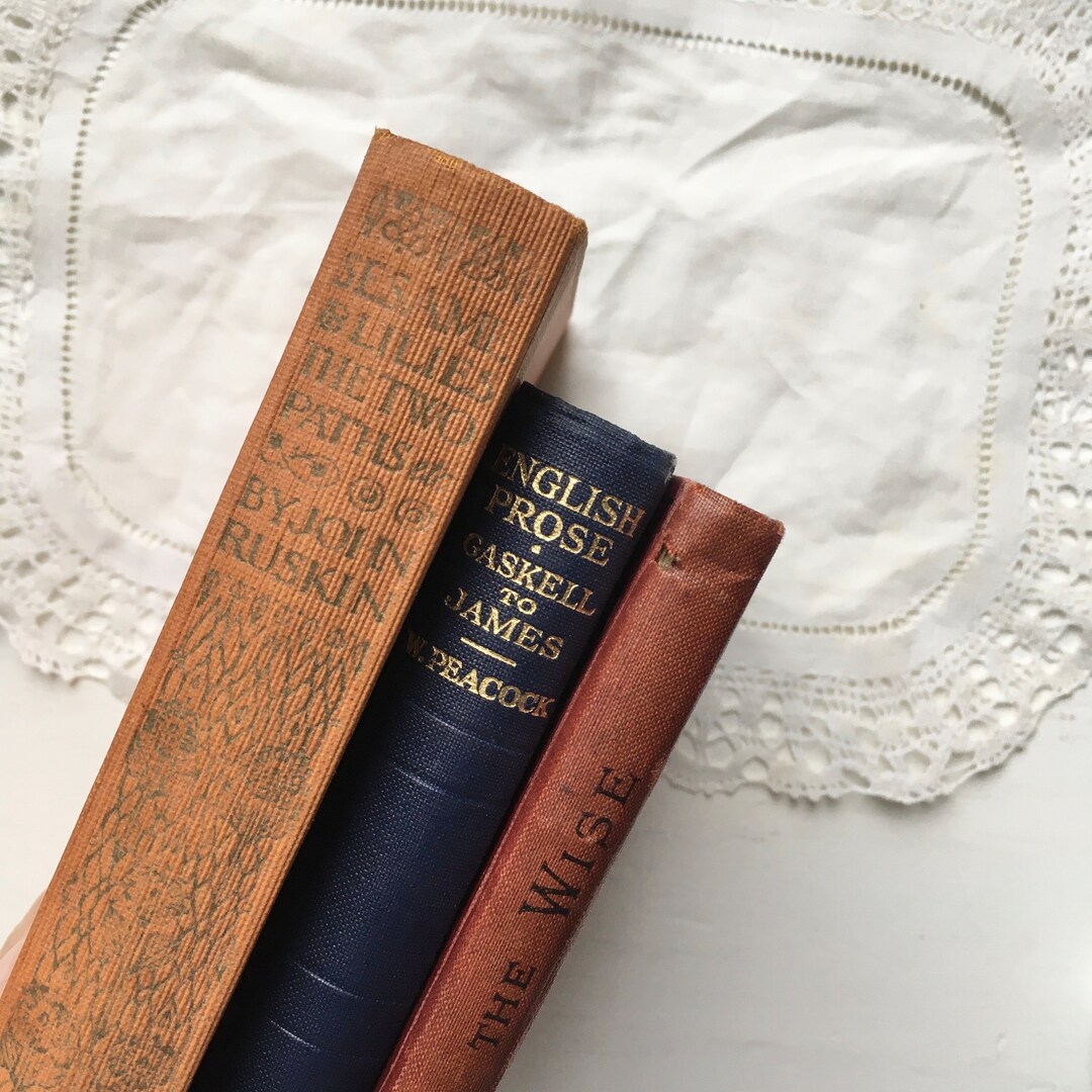 Vintage Antique Book Stack Old Book Collection English Etsy