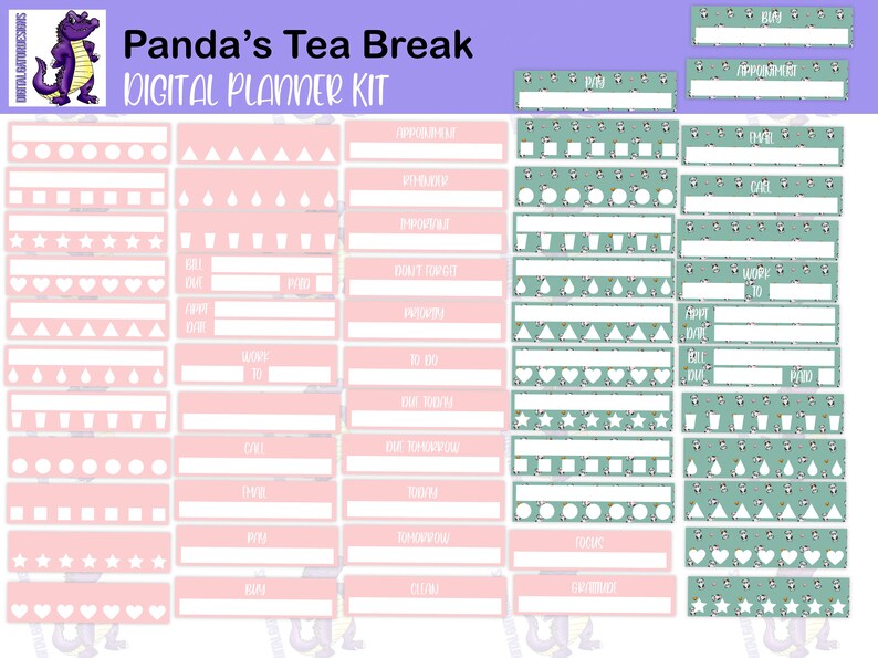 Panda's Tea Break Digital Planner Kit Etsy