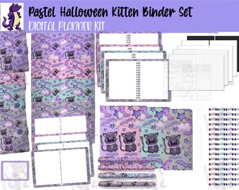 Pastel Halloween Kitten Binder Set