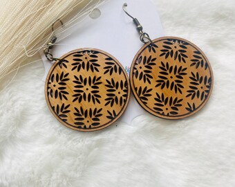 Beautiful cherry wood dangle earrings