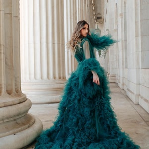 Green Tulle Robe | RENTAL DRESS | Maternity | Fashion | Engagement | Photography | Family | Tulle | Ruffles | Fits All Sizes