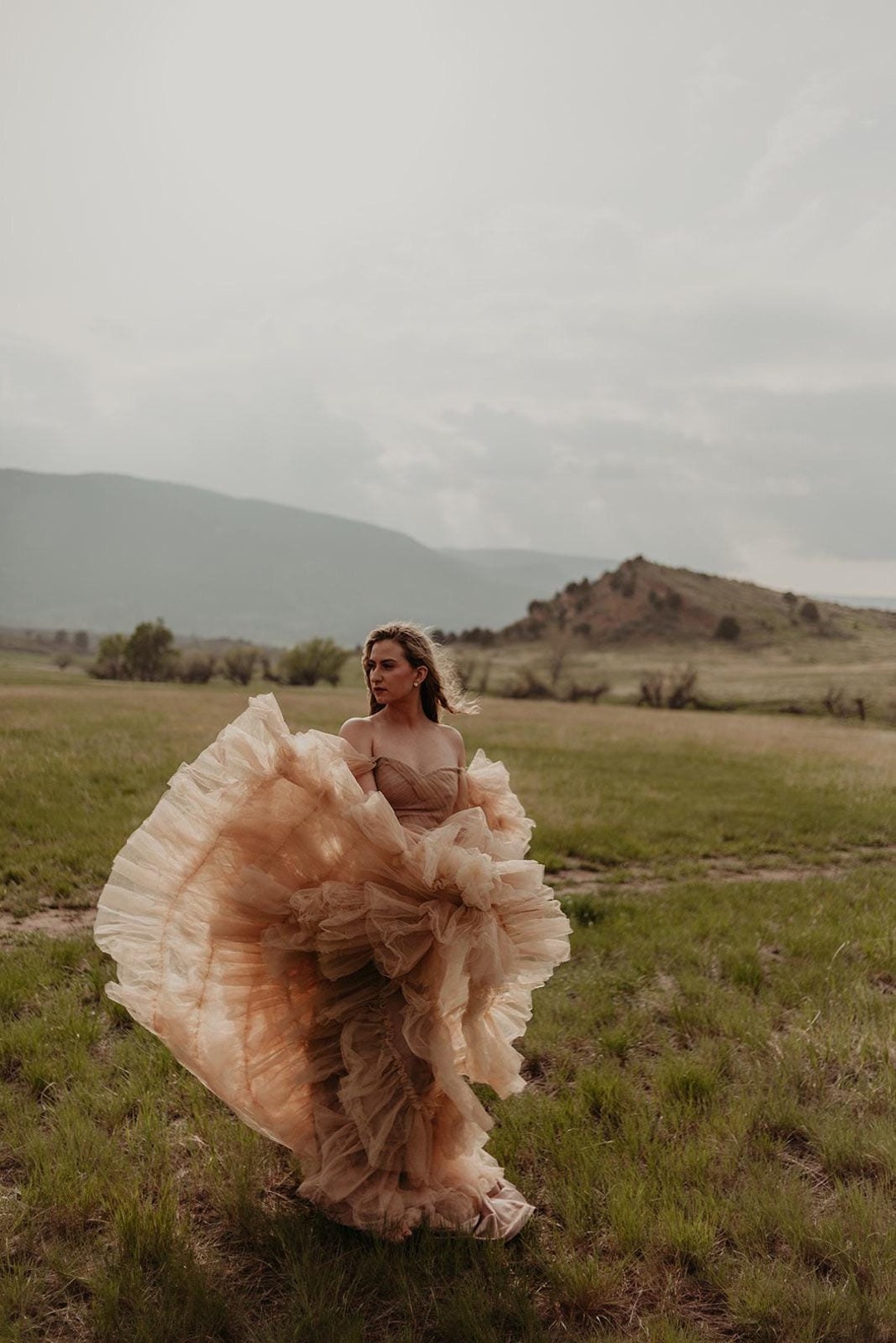 brown tulle maternity dress Hazel Rental Color:BLUEGRASS-FLORAPRNT Your dress is never 20250401_FP Antthony Design Originals ~SZ