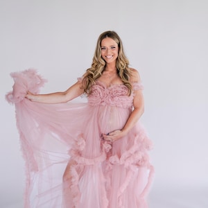Pink Tulle Robe | RENTAL DRESS | Maternity | Photography | Family | Photoshoot | Fashion | Tulle | Ruffles | Size 0-8