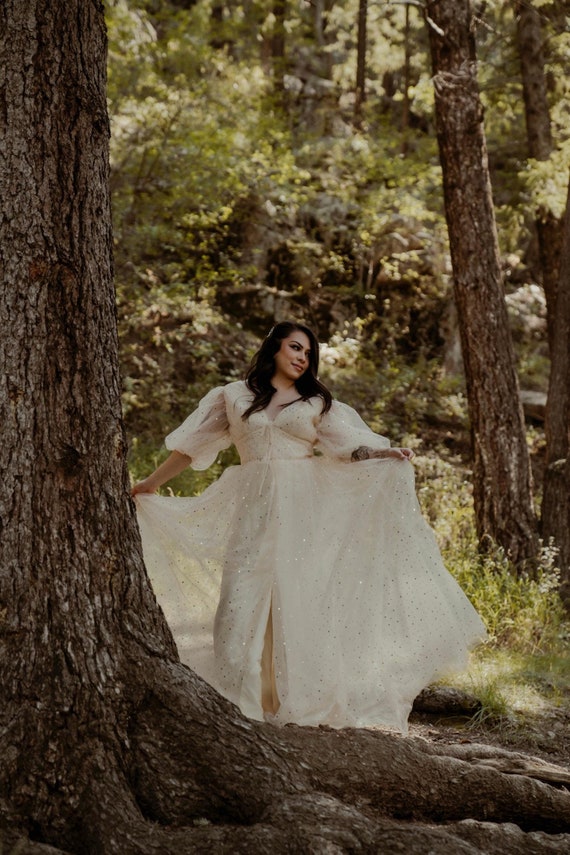 cream engagement dress Cream color wedding gown | Flowy tulle wedding dress