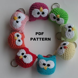 Crochet PATTERN amigurumi owl ,crochet keychain tutorial,  pattern 241, instant Download, pattern amigurumi, keychain animal, pdf.