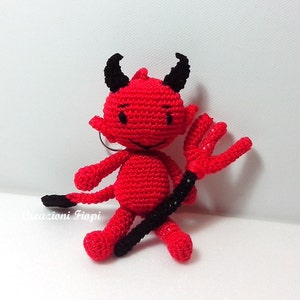 Crochet Keychain PATTERN Devil AMIGURUMI, Pattern 16, Red Little DEVIL, Pattern pdf
