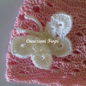 Crochet Summer Hat Baby Pattern, Crochet Hat Butterfly, Crochet Baby Girl, Crochet Hat Girl Pattern, Newborn Hat Pattern, Size 0-12 months image 3
