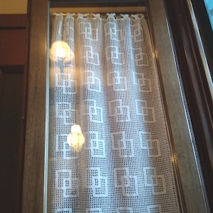 Filet CROCHET PATTERN - Lace Curtain crossed squares, PATTERN 411 - crochet filet curtains - curtains for house - Pattern only English