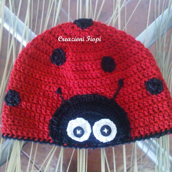 PDF Crochet PATTERN Baby Hat Ladybug Hat Taille 0-12 mois Pattern Tutorial Téléchargement instantané PATTERN 265