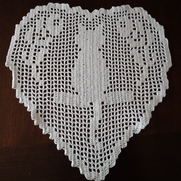 Pattern crochet doily CAT heart filet, PATTERN 407, crochet pattern filet, crochet doilies, pattern instant download PDF