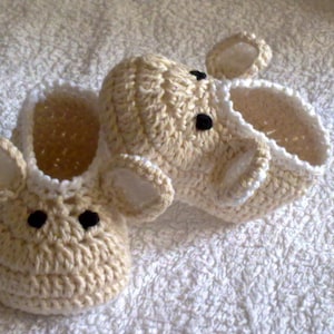 Pattern Crochet Baby Shoes, Newborn Slippers,Crochet Pattern 251. Crochet baby mouse shoes.. Pattern Mouse Shoes . PATTERN 0 12 Months image 1