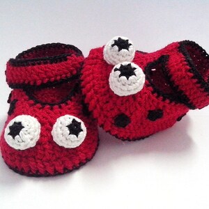 Crochet Pattern Baby Shoes Ladybug Crochet Booties Slippers Crochet Shoes Size 0-12 months Instant Download. Baby crochet pattern image 3