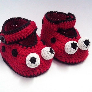 Crochet Pattern Baby Shoes Ladybug Crochet Booties Slippers Crochet Shoes Size 0-12 months Instant Download. Baby crochet pattern image 1