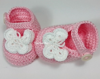 Crochet Baby  Shoes pattern Butterfly, Crochet pattern Booties, Slippers, PATTERN 220 Size 0-12 months, Crochet PATTERN Baby girl  pdf