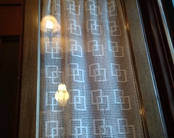 PATRÓN DE CROCHET Filete - Cortina cuadrada cruzada - Patrón 411 - Patrón de cortina de crochet filete - patrón solo en inglés