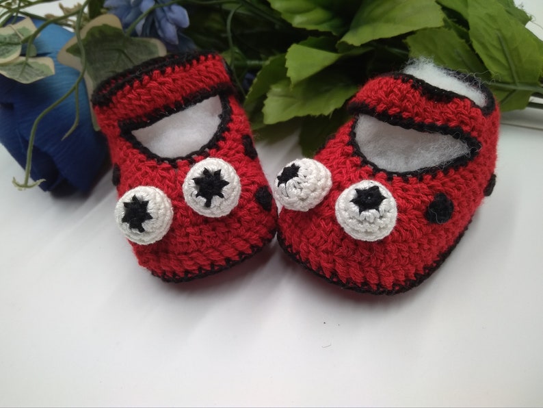 Crochet Pattern Baby Shoes Ladybug Crochet Booties Slippers Crochet Shoes Size 0-12 months Instant Download. Baby crochet pattern image 7