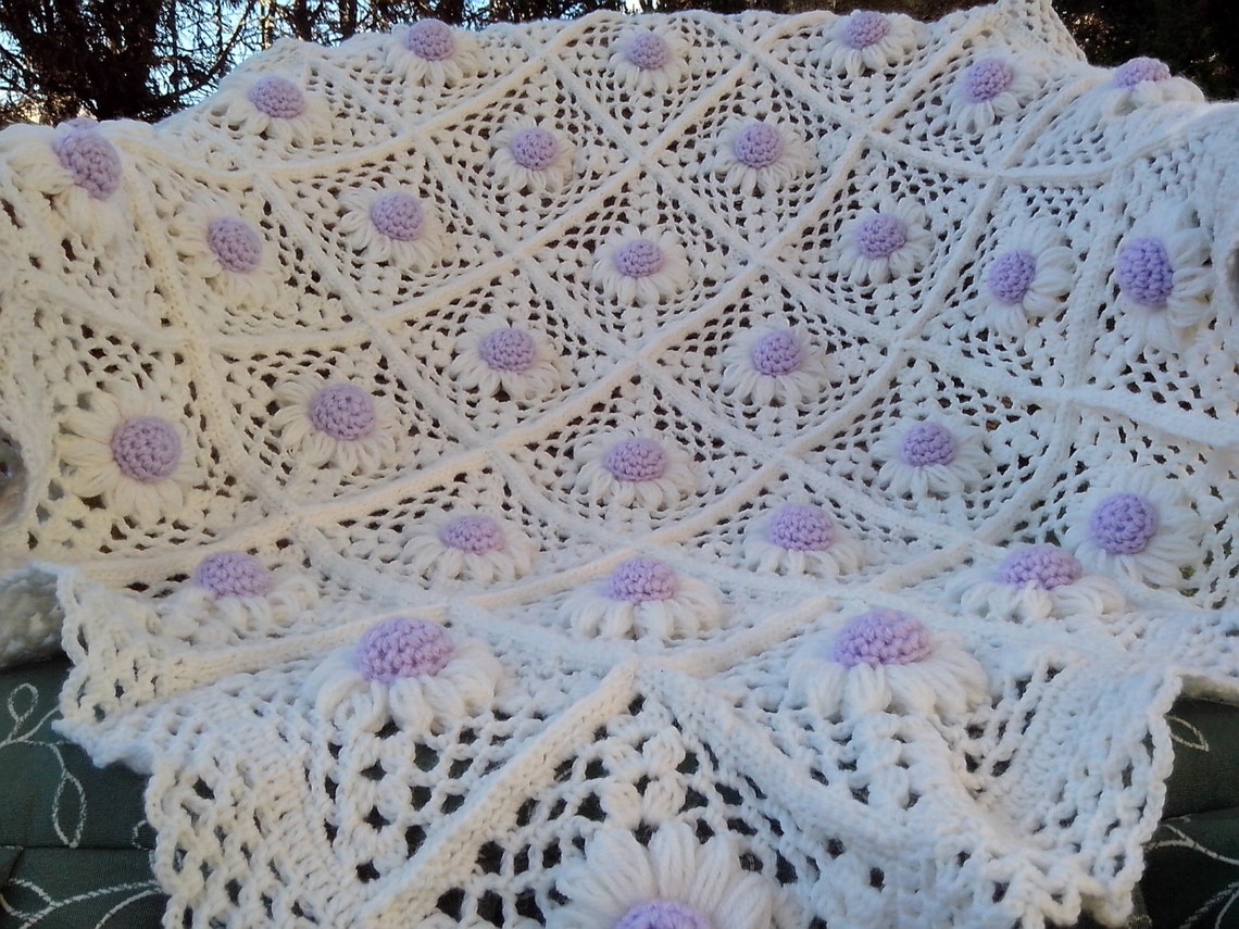 Crochet Pattern Crochet Baby Blanket Blanket Lilac Daisy - Etsy
