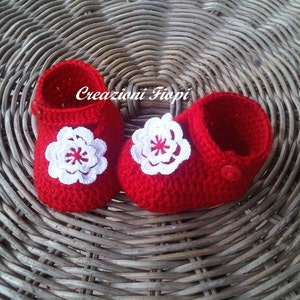 Pattern Crochet Baby Shoes. Crochet red Booties. Baby Slippers.PATTERN 140..Size 0-12 Months. Instant Download. Crochet pattern baby item