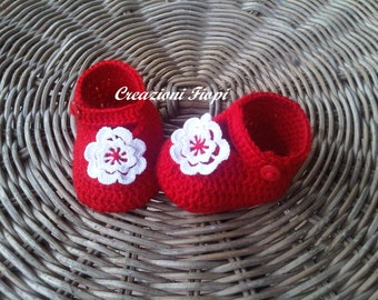 Pattern Crochet Baby Shoes. Crochet red Booties. Baby Slippers.PATTERN 140..Size 0-12 Months. Instant Download. Crochet pattern baby item